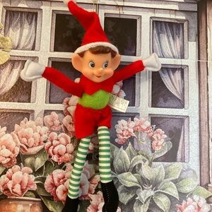 Festive Elf Plush with Red and Green Outfit